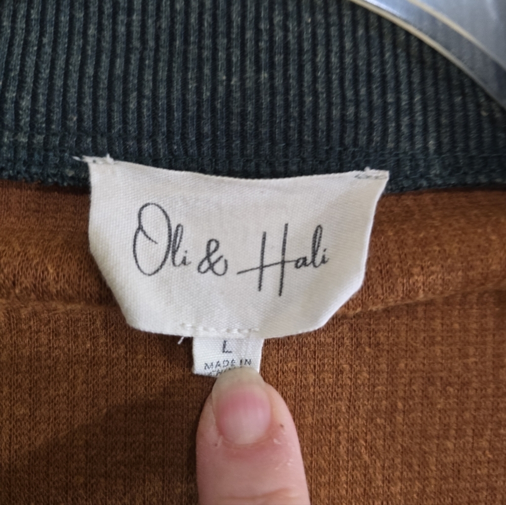 Oli & Hali Caramel Mineral Washed Waffle Relaxed Plaid Bomber Jacket Large - Picture 8 of 11